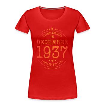 Birthday December 1937 Limited Edition Vintage - Women's Premium Organic T-Shirt - red - Front - Mia (176cm)