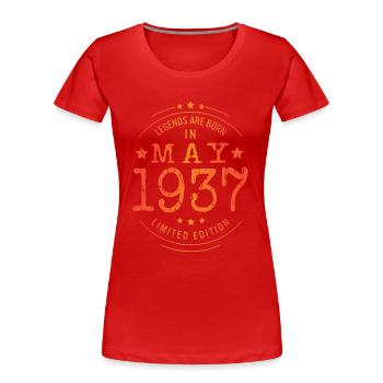 Birthday May 1937 Limited Edition Vintage - Women's Premium Organic T-Shirt - red - Front - Mia (176cm)
