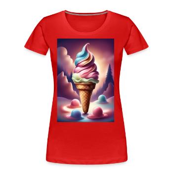 Melting icy cream graphic t-shirt design - Women's Premium Organic T-Shirt - red - Front - Mia (176cm)
