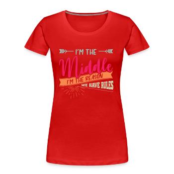 Geschwister, Geschwister mittleres Kind, Jüngstes - Frauen Premium Bio T-Shirt - Rot - Vorne - Mia (176cm)