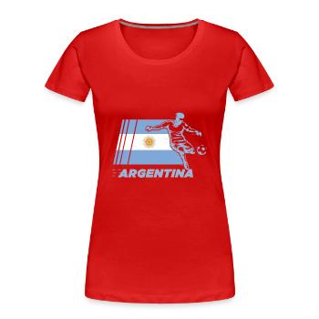 Fußball, Fußball Fußball Liebhaber, fußball, - Frauen Premium Bio T-Shirt - Rot - Vorne - Mia (176cm)