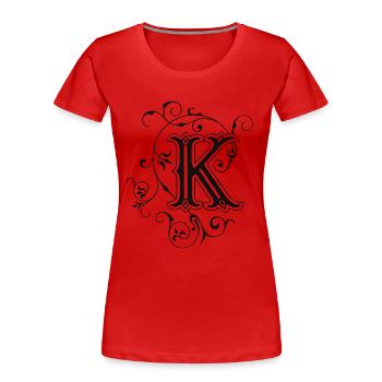 Buchstabe-K-Verzierung - Frauen Premium Bio T-Shirt - Rot - Vorne - Mia (176cm)