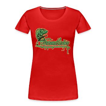 Natures Art Caméléon Urban Reptile Propriétaire - T-shirt bio Premium Femme - rouge - Devant - Mia (176cm)