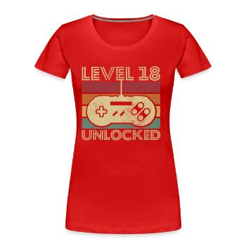Level 18 unlocked Birthday Gift 18 years - Women's Premium Organic T-Shirt - red - Front - Mia (176cm)