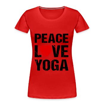 Peace Love Yoga - Frauen Premium Bio T-Shirt - Rot - Vorne - Mia (176cm)