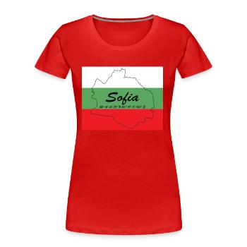 Sofia - Hauptstadt mit GPS & Flagge - Frauen Premium Bio T-Shirt - Rot - Vorne - Mia (176cm)