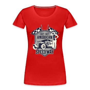 SPEEDWAY HOTRODS - RETRO HOT ROD VINTAGE RENNEN US - Frauen Premium Bio T-Shirt - Rot - Vorne - Mia (176cm)