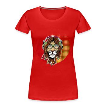 Rastafari Löwe - Frauen Premium Bio T-Shirt - Rot - Vorne - Mia (176cm)