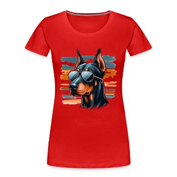 Dobermann Le garde du corps - T-shirt bio Premium Femme - rouge - Devant - Mia (176cm)