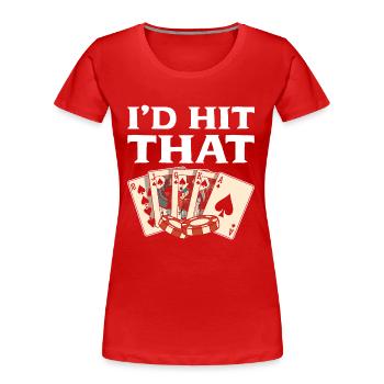Blackjack Black Jack - Frauen Premium Bio T-Shirt - Rot - Vorne - Mia (176cm)