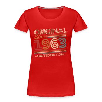 Original 1963 Vintage Birthday Gift 1963 - Women's Premium Organic T-Shirt - red - Front - Mia (176cm)