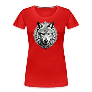 Wolf with Celtic Knot 01 - Women's Premium Organic T-Shirt - red - Front - Mia (176cm)