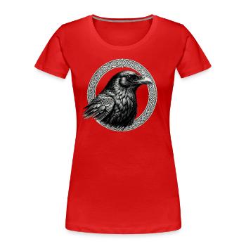 Rabe mit keltischem Knoten 02 - Frauen Premium Bio T-Shirt - Rot - Vorne - Mia (176cm)
