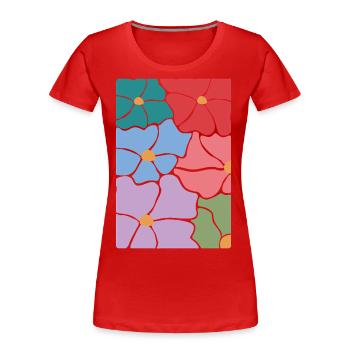 Fleurs de flore bohème - T-shirt bio Premium Femme - rouge - Devant - Mia (176cm)