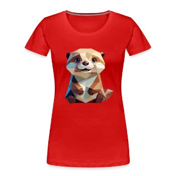 Loutre mignonne dans le style polygonal - T-shirt bio Premium Femme - rouge - Devant - Mia (176cm)
