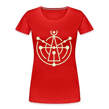 Crop Circle 9 | crop circle - Women's Premium Organic T-Shirt - red - Front - Mia (176cm)