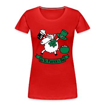 st_pattricks_sheep_b - T-shirt bio Premium Femme - rouge - Devant - Mia (176cm)