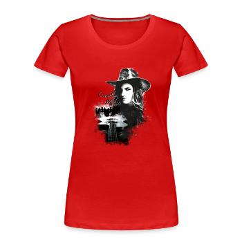 kl_linedance64 T-Shirts - Frauen Premium Bio T-Shirt - Rot - Vorne - Mia (176cm)