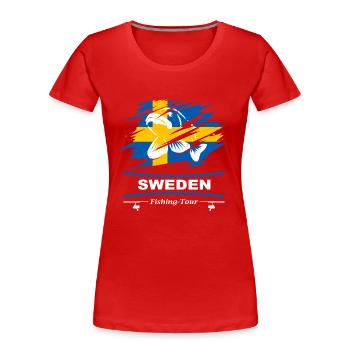 Schweden Angeln - Frauen Premium Bio T-Shirt - Rot - Vorne - Mia (176cm)