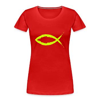 Poisson christianisme symbole religion Église jaune. - T-shirt bio Premium Femme - rouge - Devant - Mia (176cm)