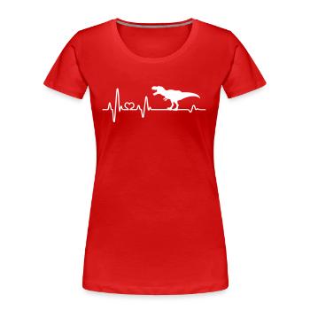 Herzschlag Dinosaurier T-Rex Urzeit Dino Tyranno - Frauen Premium Bio T-Shirt - Rot - Vorne - Mia (176cm)