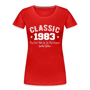 Né 1983 Vintage Cadeau Anniversaire Classic 1983 - T-shirt bio Premium Femme - rouge - Devant - Mia (176cm)
