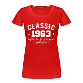 Born 1963 Vintage Classic Anniversary Gift 1963 - Women's Premium Organic T-Shirt - red - Front - Mia (176cm)