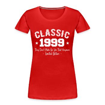 Né 1999 Vintage Cadeau Anniversaire Classic 1999 - T-shirt bio Premium Femme - rouge - Devant - Mia (176cm)