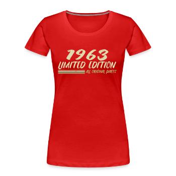 1963 Geburtstagsgeschenkidee 1963 - Frauen Premium Bio T-Shirt - Rot - Vorne - Mia (176cm)