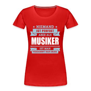 Funshirt Musiker - Frauen Premium Bio T-Shirt - Rot - Vorne - Mia (176cm)