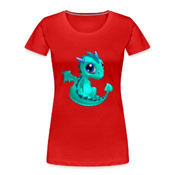 Baby Dragon Cyan | Cute cyan baby dragon - Women's Premium Organic T-Shirt - red - Front - Mia (176cm)