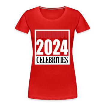 Blockout Célébrités 2024 | Les couleurs peuvent être changées - T-shirt bio Premium Femme - rouge - Devant - Mia (176cm)