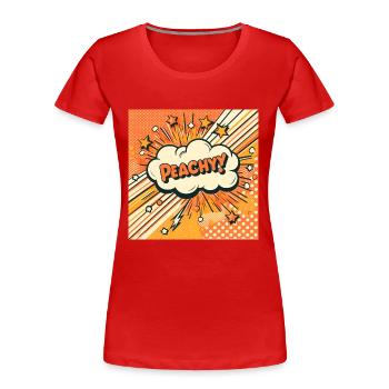 Peachy Pfirsich - Frauen Premium Bio T-Shirt - Rot - Vorne - Mia (176cm)