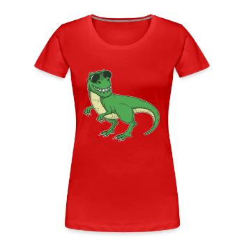 Cool Tyrannosaurus Rex - Dinosaurier T-Rex - Frauen Premium Bio T-Shirt - Rot - Vorne - Mia (176cm)