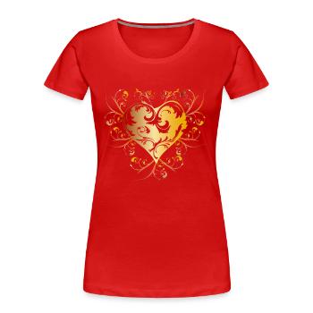 heart yellow - Frauen Premium Bio T-Shirt - Rot - Vorne - Mia (176cm)