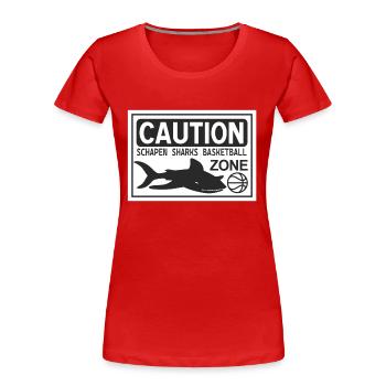 CAUTION SHARKS white - Frauen Premium Bio T-Shirt - Rot - Vorne - Mia (176cm)