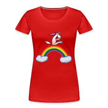 Crazy unicorn - T-shirt bio Premium Femme - rouge - Devant - Mia (176cm)