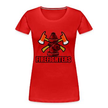 firefighter with ax - Pompier avec hache - T-shirt bio Premium Femme - rouge - Devant - Mia (176cm)