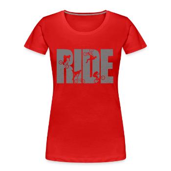 BMX Fahrer fahren Fahrrad Retro Urban - Frauen Premium Bio T-Shirt - Rot - Vorne - Mia (176cm)