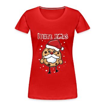 Ich hasse Weihnachten Lustiger Keks Cookie Advent - Frauen Premium Bio T-Shirt - Rot - Vorne - Mia (176cm)
