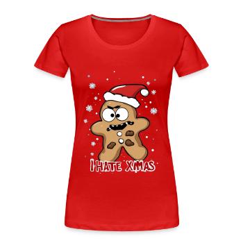 Ich hasse Weihnachten Lustiger Keks Cookie Stuten - Frauen Premium Bio T-Shirt - Rot - Vorne - Mia (176cm)