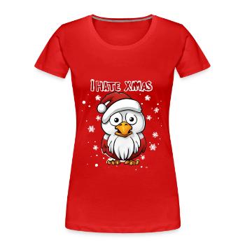 Ich hasse Weihnachten Lustiger Vogel Taube - Frauen Premium Bio T-Shirt - Rot - Vorne - Mia (176cm)