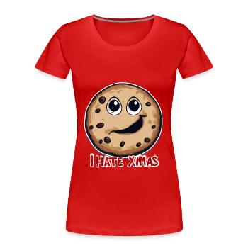 Ich hasse Weihnachten Lustiger Keks Cookie Advent - Frauen Premium Bio T-Shirt - Rot - Vorne - Mia (176cm)