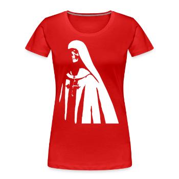 Reveal Your Enigmatic Charm with Unholy Nun, Sata - Women's Premium Organic T-Shirt - red - Front - Mia (176cm)
