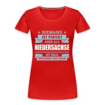 Funshirt Niedersachse - Frauen Premium Bio T-Shirt - Rot - Vorne - Mia (176cm)