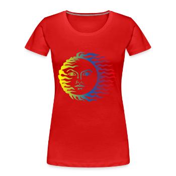 Sonne Symbol bunt - Frauen Premium Bio T-Shirt - Rot - Vorne - Mia (176cm)