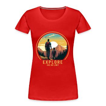 Hiking Walker Father and Son Father's Day Gift - Women's Premium Organic T-Shirt - red - Front - Mia (176cm)