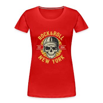 New York Rock & Roll Musik Vintage USA Amerika - Frauen Premium Bio T-Shirt - Rot - Vorne - Mia (176cm)