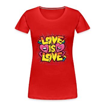 Pride Month Love Is Love LGBTQ LGBTQIA+ - Women's Premium Organic T-Shirt - red - Front - Mia (176cm)
