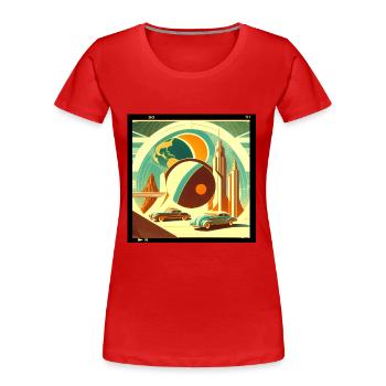Imaginärer Retro-Planet - Frauen Premium Bio T-Shirt - Rot - Vorne - Mia (176cm)